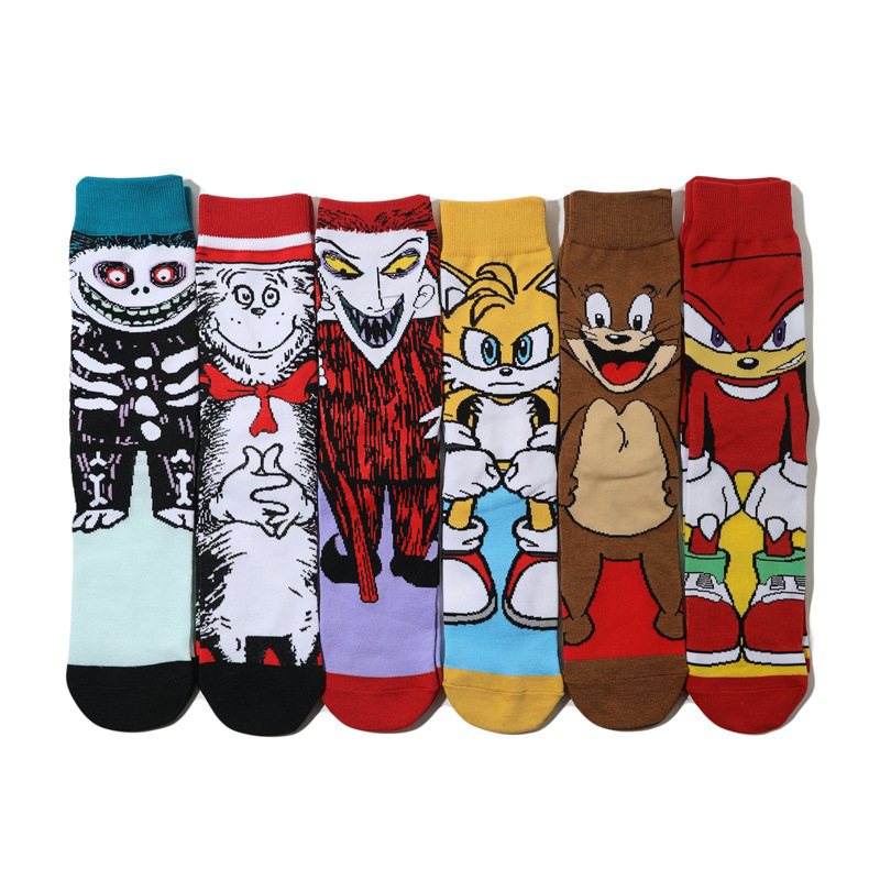 New wholesale male anime personality cartoon socks female clown mid-calf movie socks cotton cross-border anime skateboard socks