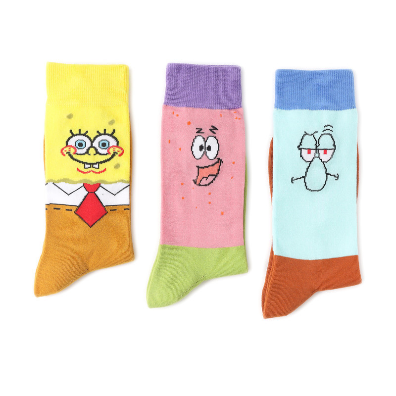 Cotton Spongebob cartoon female cartoon male socks mid-tube animated character socks trendy cross-border unisex cotton socks