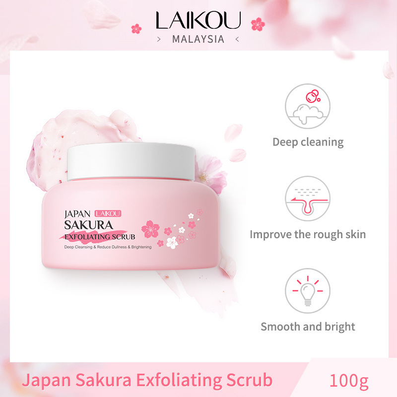 Cross-border Laiko Japanese Sakura Facial Scrub 100g Keratin Cleansing, Hydrating and Moisturizing