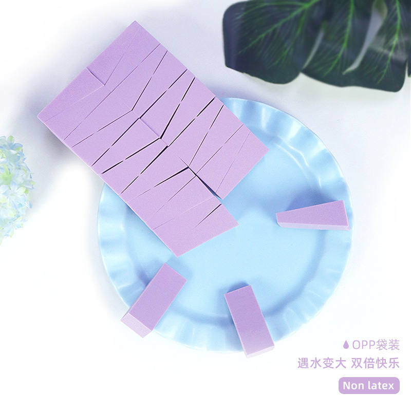 24-cut triangular powder puff, no-wash, ready to use, special for photo studio, will grow bigger when exposed to water, does not eat powder, portable makeup setting sponge