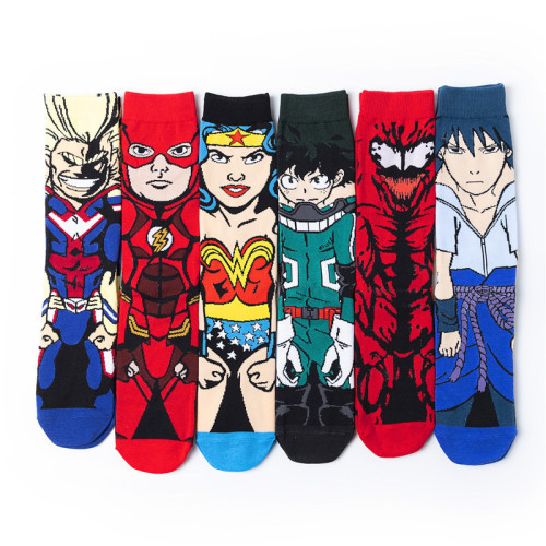 Manufacturer sports men's cotton unisex women's straight anime socks wholesale cross-border trendy socks foreign trade mid-tube movie hero socks