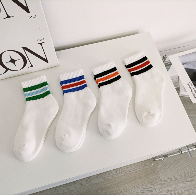 Autumn and winter socks for men, thickened towel socks, warm sports and shock-resistant full terry striped socks, solid color trendy socks for women