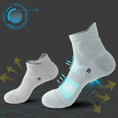 Men's elite basketball socks pure cotton yarn terry bottom mid-calf socks solid color running socks sports socks anti-odor socks
