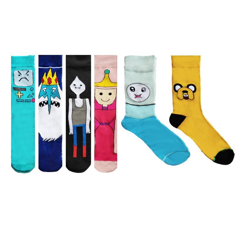 Cotton men's European and American large size four-season socks casual cartoon trendy socks men's socks women's ins foreign trade socks