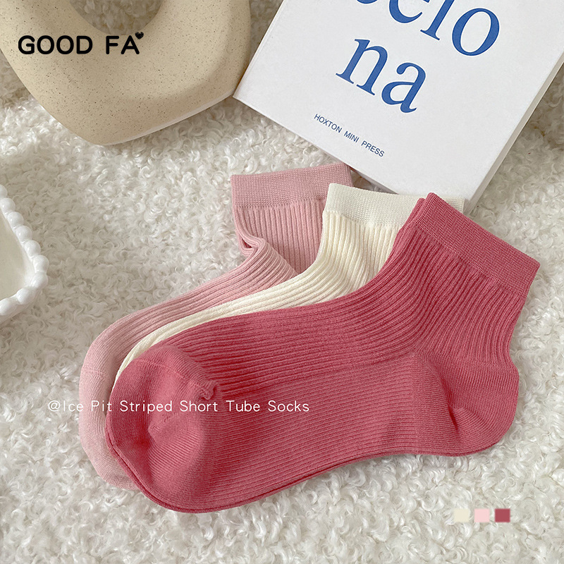 GOOD FA new spring and summer cool icy silk cotton pit strip low-cut short-tube boneless hand-sewn women's socks