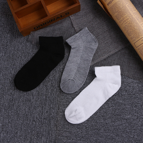 Spring and summer solid color men's unlabeled mesh boat socks invisible sports socks street stall supply foot bath cotton socks