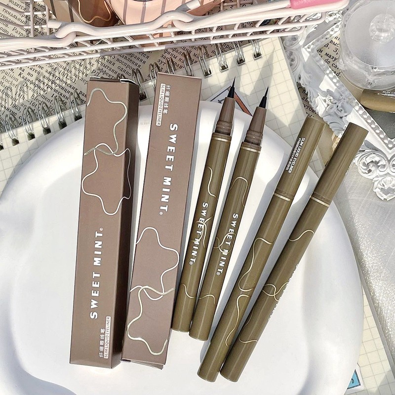 SWEET MINT slim eyeliner ultra-fine waterproof quick-drying non-smudge new handheld makeup smooth brown beginner
