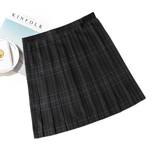 Japanese college high waist plaid [charcoal gray] plaid skirt JK uniform skirt skirt pleated skirt school uniform