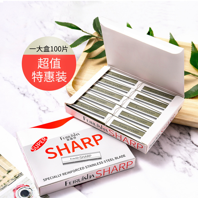 Source factory goods 10 pieces of decorative eyebrow blades stainless steel eyebrow razor corrugated blade anti-slip and convenient makeup tool