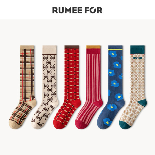 Lumi retro calf socks women's retro nostalgic ins trendy jk stockings spring and autumn half high stockings socks