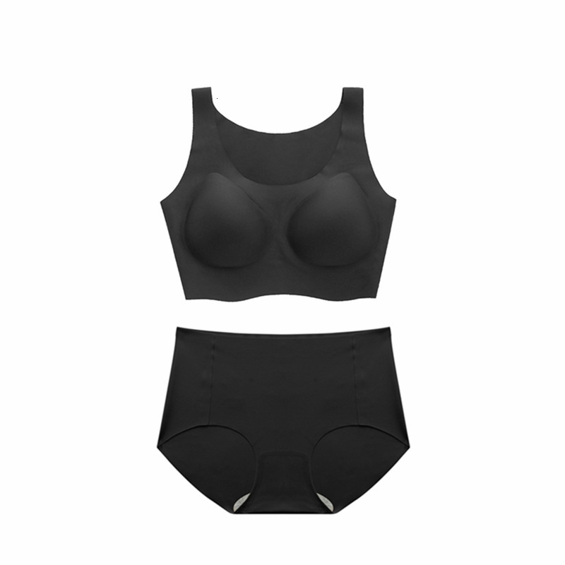 Yunduo Seamless Underwear Set One-piece Wireless Breathable Vest Style Sports No-Size Beautiful Back Bra for Women