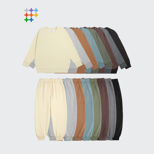 Men's clothing|Small, medium, large plus 350g weight plus velvet loose solid color simple casual fashion sweatshirt couple set