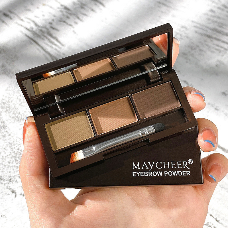 MAYCHEER/Meixier silky three-color eyebrow powder, nose shadow, eye shadow and contouring three-in-one palette is waterproof and does not remove makeup