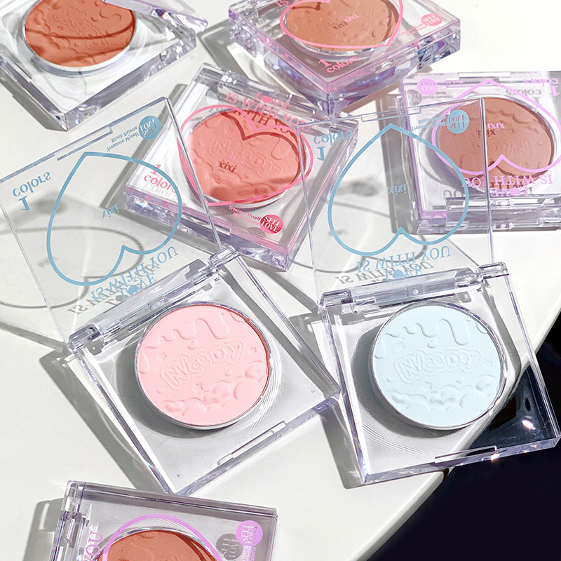 xixi Chacha Peach Heart Single Color Blush Blush Purple Swelling Low Saturation Shrinking Color Looks Tender for Girls Daily Portable D554