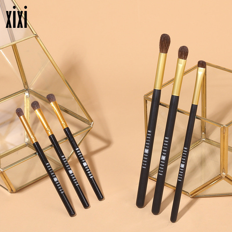 xixi long and short basic makeup brush set 3 pieces in aluminum tube fiber hair nose shadow eye shadow compliant GJ23