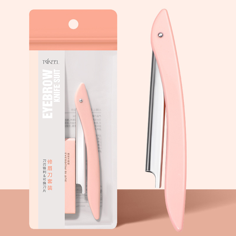 Chuanqi'er stainless steel folding eyebrow trimmer shaving razor barber shop face trimmer razor holder for makeup artist