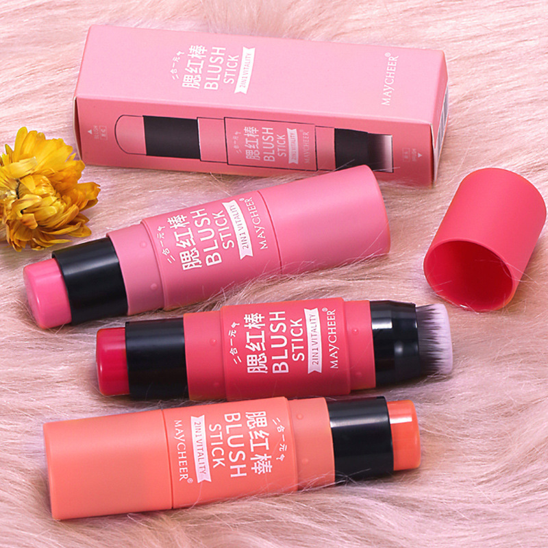 Mercier Cream Blush Stick No Powder Feeling Coral Orange Rose Powder Natural Sunburn Single Color Rouge with Brush