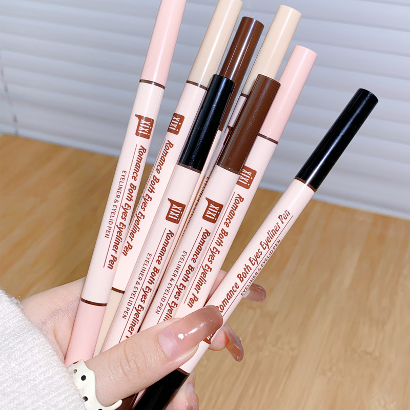 xixi diffuse double-eye eyeliner, lying silkworm pen, two-in-one ultra-fine, quick-drying, waterproof, sweat-proof, non-smudged, outlines down to