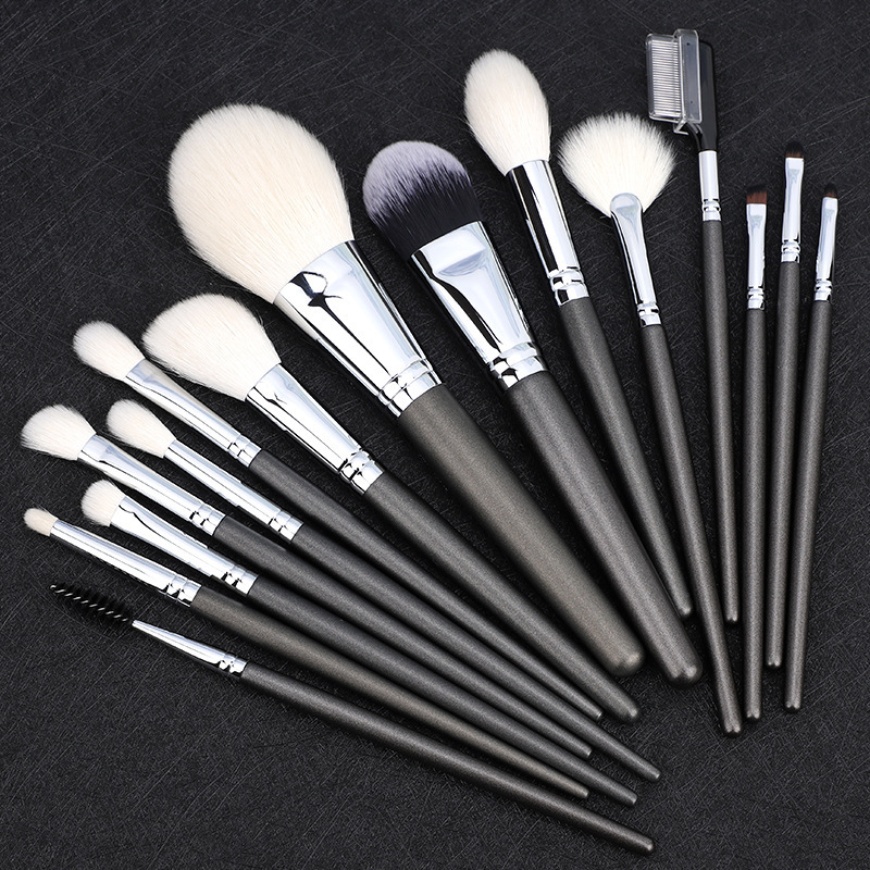High quality Bijia white wool 15 pieces fine peak wool animal hair makeup brush copper tube Cangzhou makeup artist set
