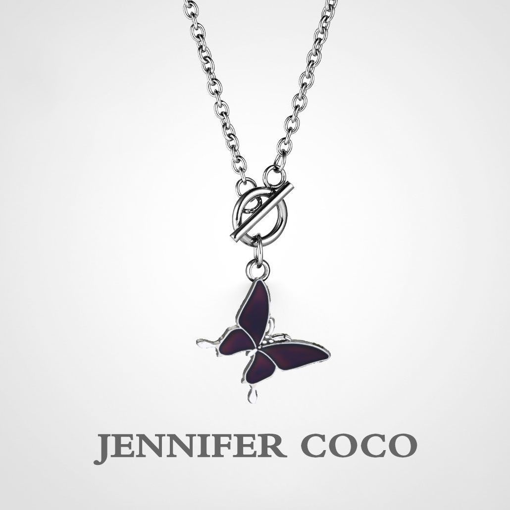Japanese and Korean ins temperature-sensitive color-changing butterfly necklaces for men and women, best friends gifts, cool and retro versatile pendants