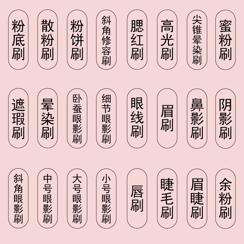 Moyu beauty tools special self-adhesive label paper makeup brush sticker makeup brush complete set of labels