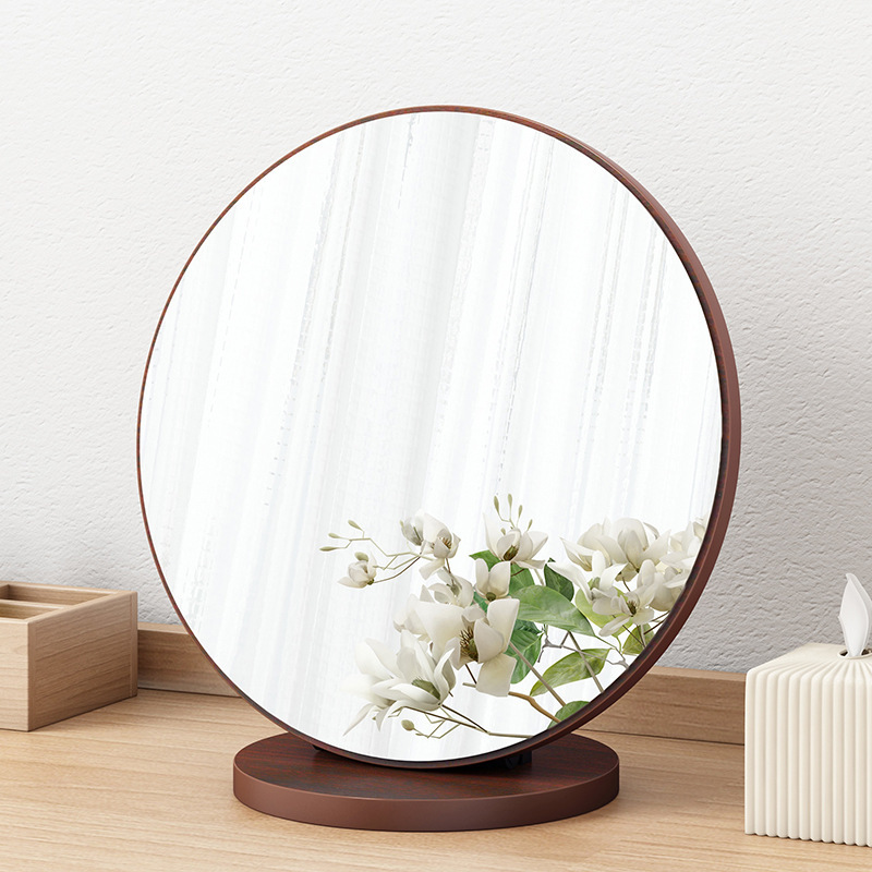 Makeup mirror desktop desktop folding portable dormitory princess mirror large internet celebrity wooden retro dressing mirror