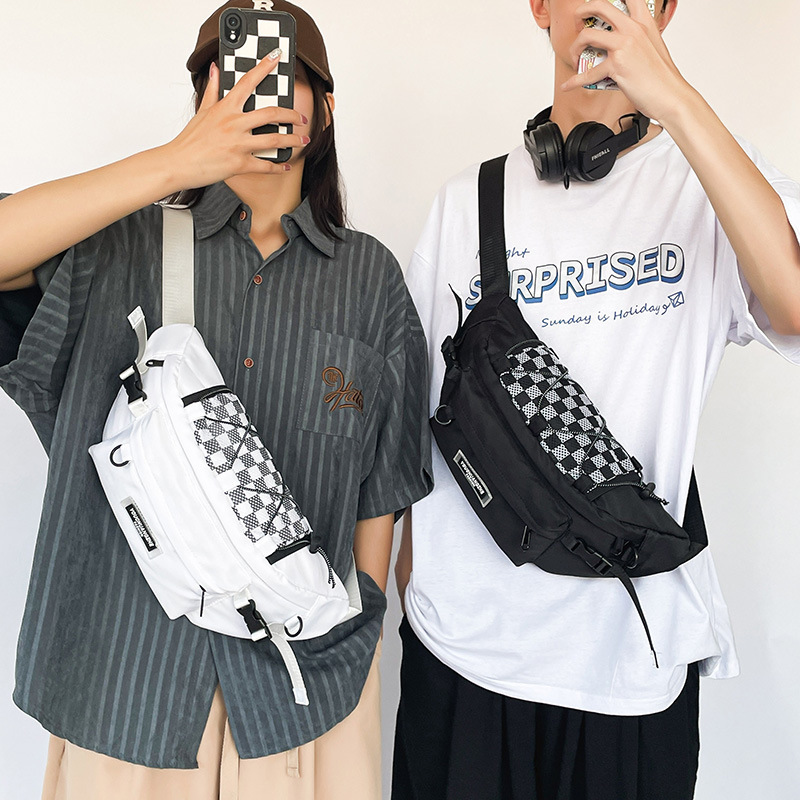 New Japanese Harajuku Workwear Style Spliced ​​Plaid Letters Trendy Brand Student Crossbody Bag Korean Style Shoulder Bag for Women