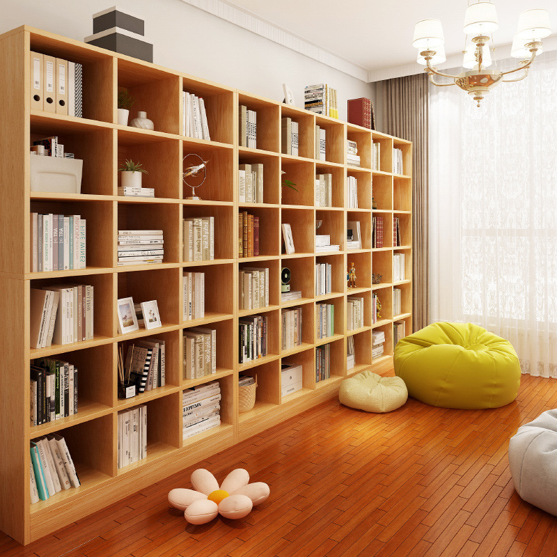 Bookshelf floor-to-ceiling living room storage rack wall-mounted home grid storage cabinet storage rack study library bookcase