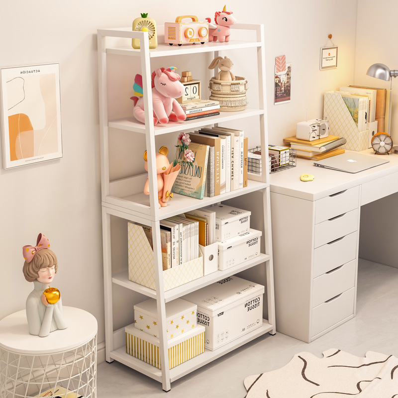 Ins style bookshelf rack floor-standing bedroom home simple modern iron storage display living room ladder shelf