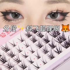 BQI Fox type slanted false eyelashes, thick mixed-race photogenic segmented thin stems, grafted comic eyelashes for novices