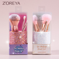 Cross-border new product pink loose powder, foundation, eye shadow brush, girls student beauty makeup brush storage bucket complete set