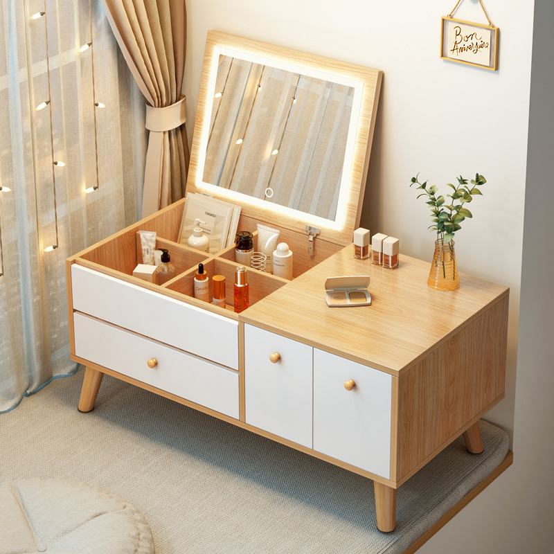 Modern simple bay window dressing table integrated bedroom new minimalist small apartment internet celebrity dressing table desk