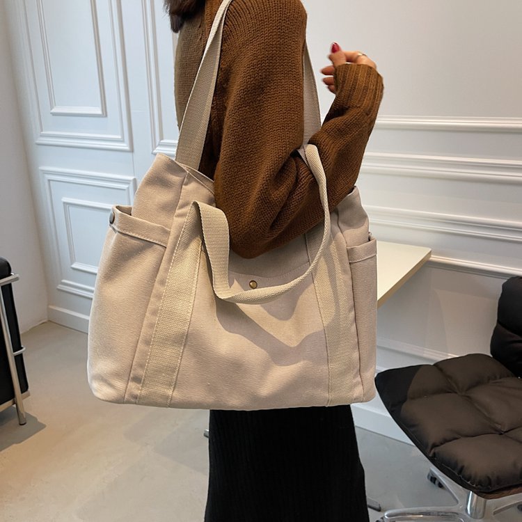 Vintage style simple shoulder bag women's casual solid color large capacity crossbody bag Japanese Harajuku shoulder bag