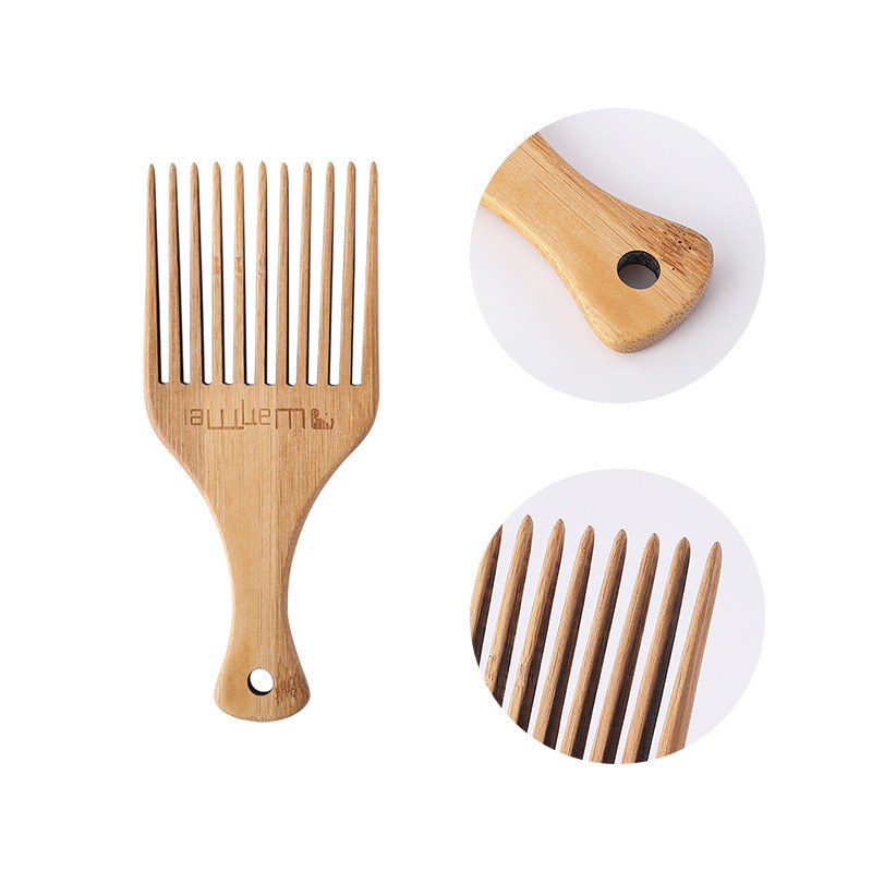 Haorui salon wooden fork comb hair insert comb oil head comb pointed tail comb big back head shape bamboo comb hair salon wooden comb