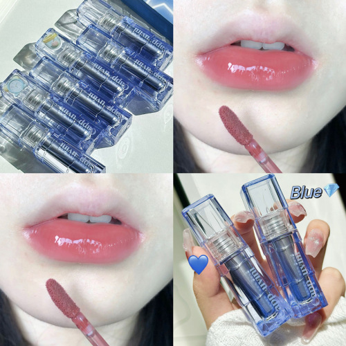Capovini transparent blue mirror lip glaze summer water-glossy glass pouty lips moisturizing and long-lasting makeup student lip gloss