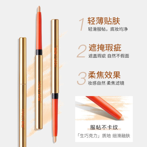 Yanzi One-stroke Concealer Pen Covers Acne, Dark Circles and Tear Troughs, Naturally Modifies Face and Contours Shadow Pen