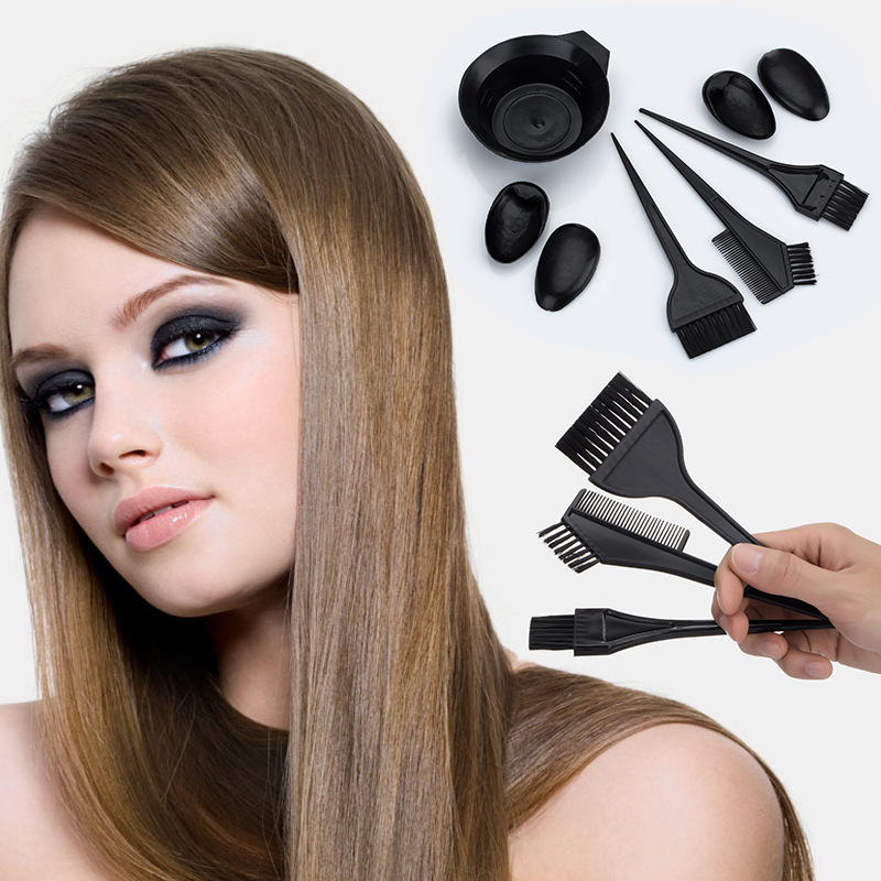 Hairdressing Bureau Oil Bowl, Hair Dyeing Bowl Five-piece Set, Earmuffs, Hair Dyeing Comb, Brush Hairdressing Tools Five-piece Set