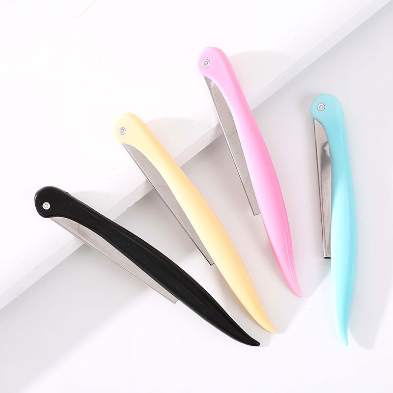 Foldable eyebrow trimmer holder, stainless steel feather holder eyebrow shaver, new portable razor shaving holder