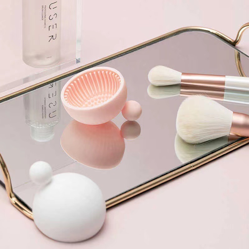 Creative small ball makeup brush silicone cleaning plate travel eye shadow brush scrub pad cleaning tool beauty brush