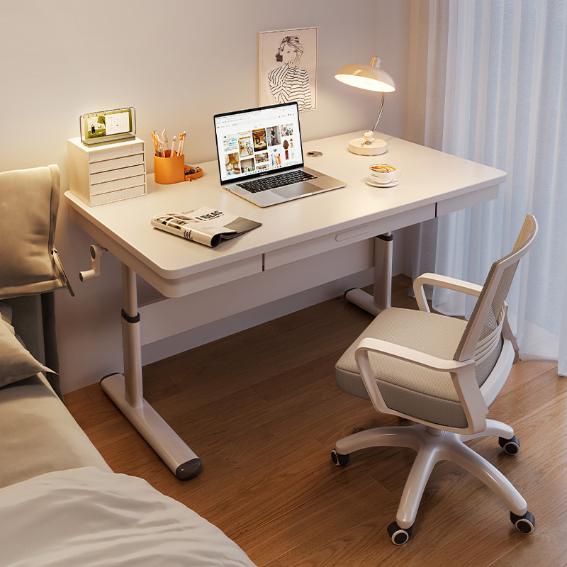 Computer desktop table manually liftable home desk study table lifting writing workbench office desk