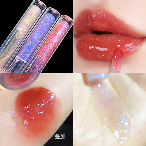 Hengfang liquid gloss lip gloss, pearlescent fine glitter, water-gloss mirror pouty lips, waterproof and long-lasting whitening lipstick makeup