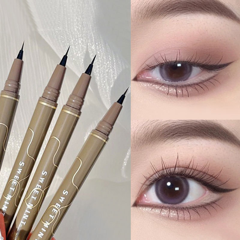 sweetmint extremely fine eyeliner pen for women is not easy to smudge black brown liquid eyeliner pen down to the eyelids