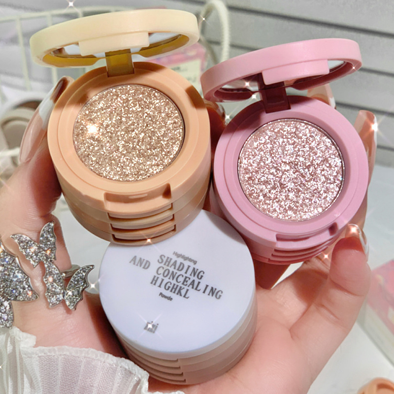 xixi gray-brown nose shadow for contouring and contouring, earth-toned eyeshadow for contouring, shimmering pearlescent matte four-layer sandwich