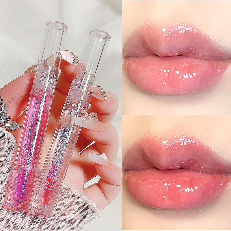 Sachino glass water gloss lip gloss moisturizing transparent with fine glitter mirror jelly pout lip lip oil for students