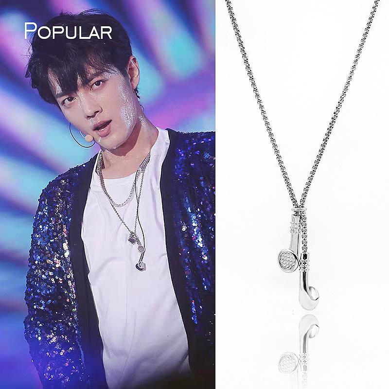 Xiao Zhan Wang Yibo's same style titanium steel versatile earphone necklace men's pendant trendy sweatshirt hip-hop women's personality cool European