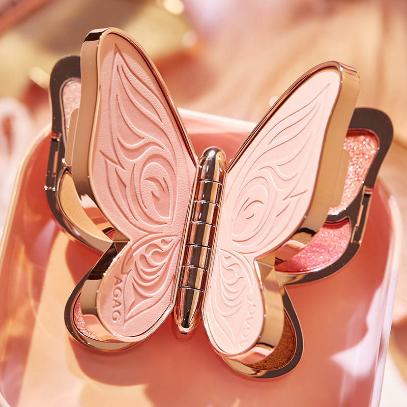 AGAG butterfly eye shadow 6 colors lucky koi pearlescent sequins glitter matte earth color novice niche makeup