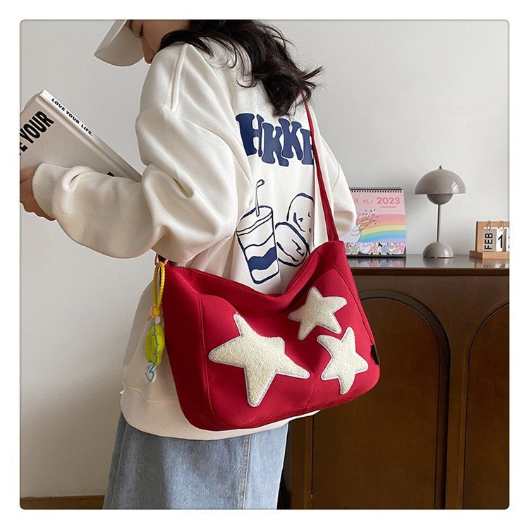Japanese and Korean cute five-pointed star crossbody bag for women's class casual backpack large capacity school bag bag fashionable women's bag