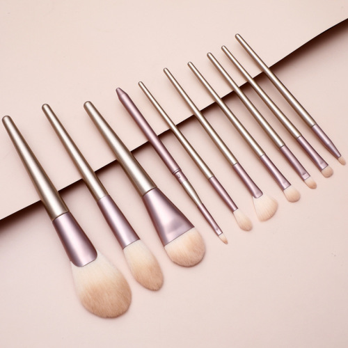 10pcs Makeup Brushes Set Makeup Tools Champagne Gold Factory Beauty Foundation Brush GUJHUI