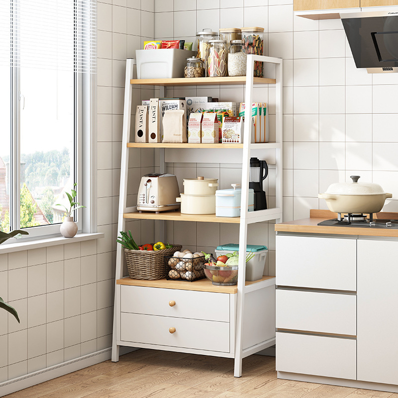 Kitchen rack floor-standing multi-layer household storage cabinet with drawers multi-functional cupboard storage cabinet pot storage rack