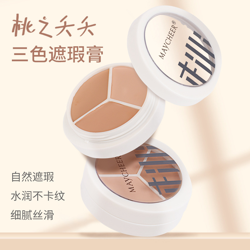 Meixier Taozhiyaoyao three-color concealer to cover acne marks, spots, dark circles and tear troughs, facial contouring foundation